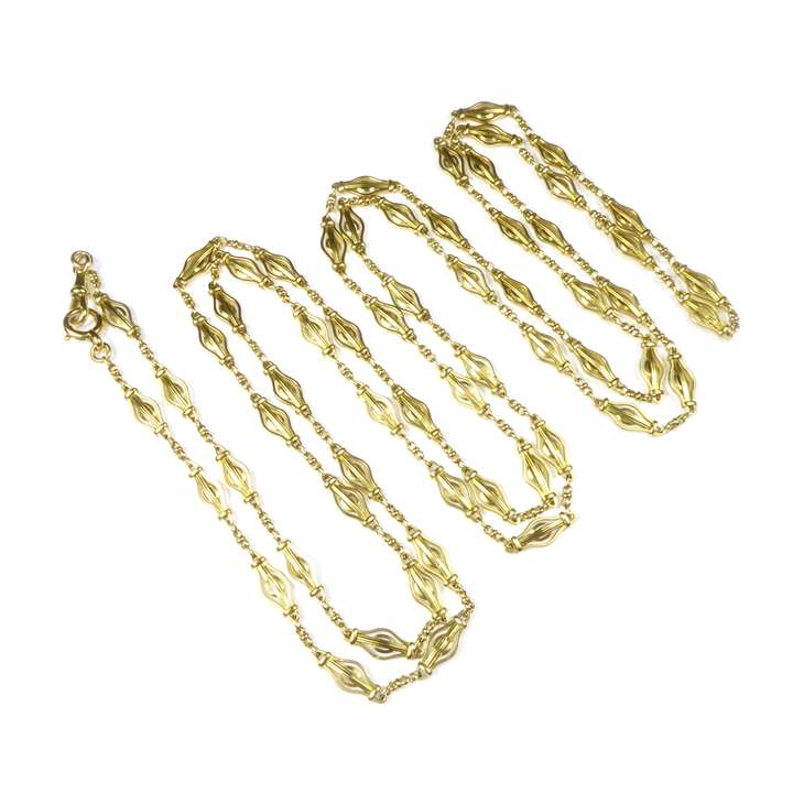 Antique gold fancy link long chain necklace